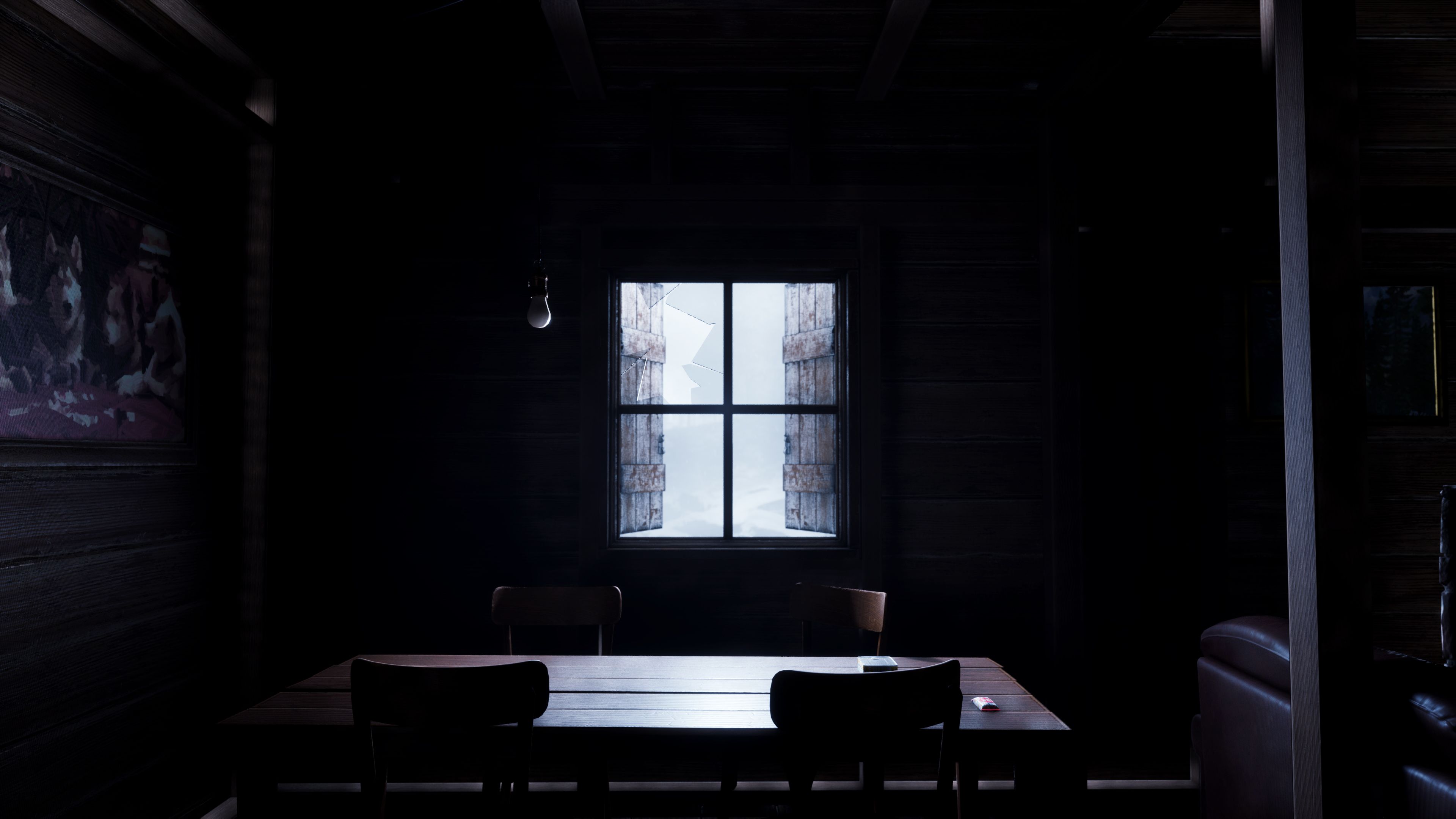 Standing in a dark cabin in Prologue: Go Wayback