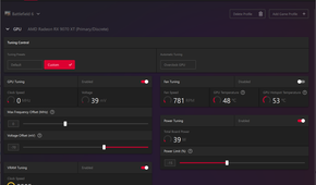 A screenshot of the AMD Adrenalin software with tweaks applied to a BF6 profile