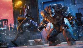 Miles Morales battling Rhino in Spider-Man: Miles Morales.