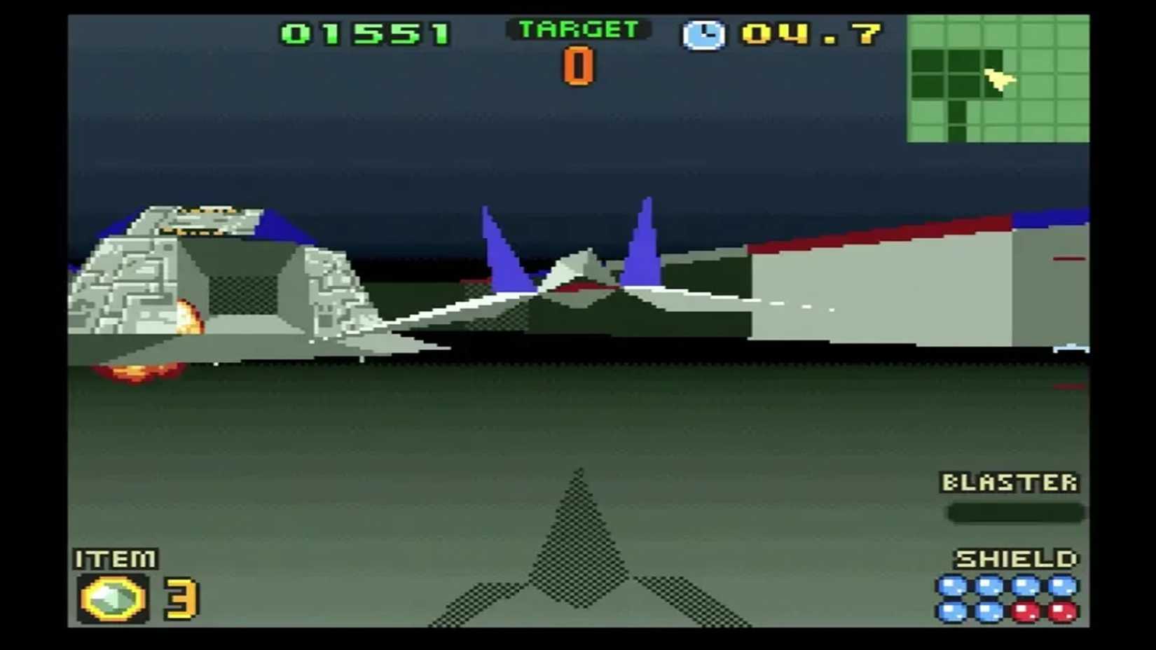 Una captura de pantalla del juego de Star Fox 2
