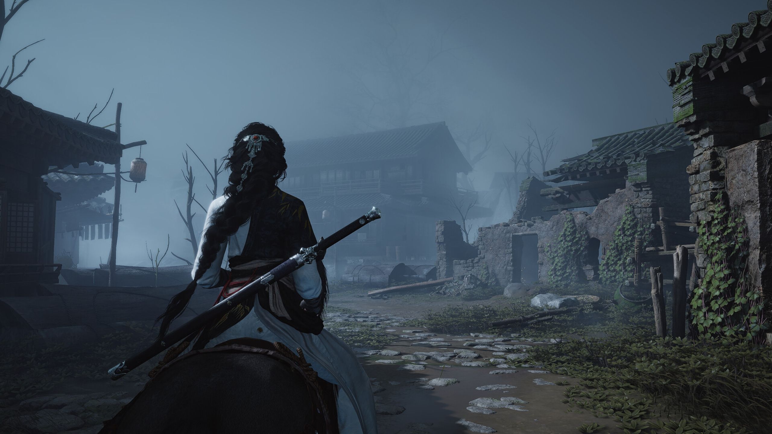 The protagonist on horseback in Where Winds Meet.