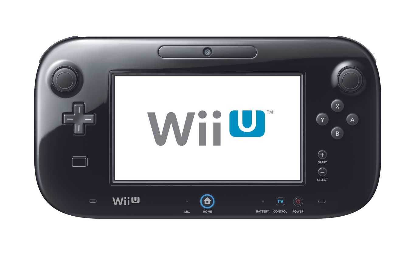 A press image of the GamePad displaying the Wii U logo