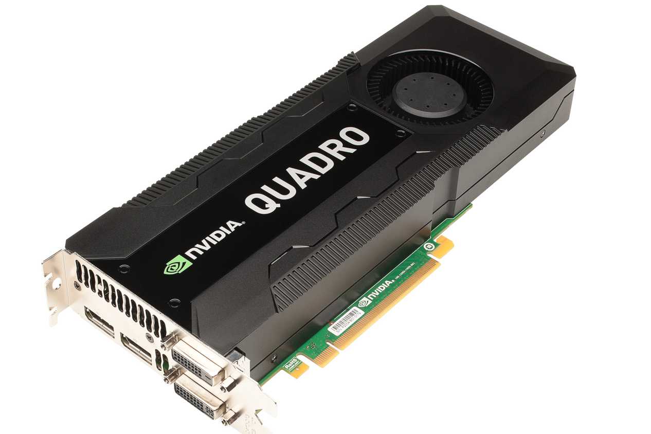 An Nvidia Quadro graphics card on a white background
