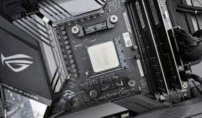 An AMD Ryzen processor installed on a motherboard.