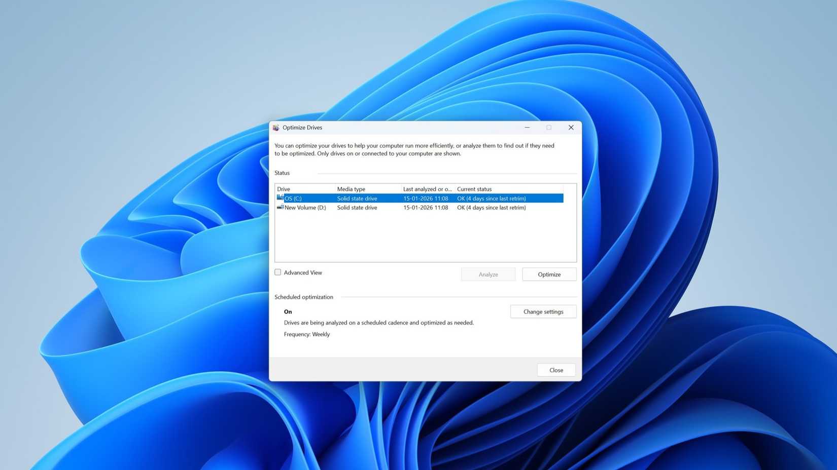 desfragmentar unidades en Windows