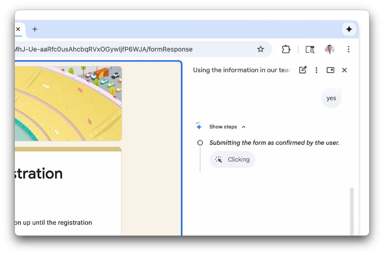 Gemini submitting a form once confimed by user-1