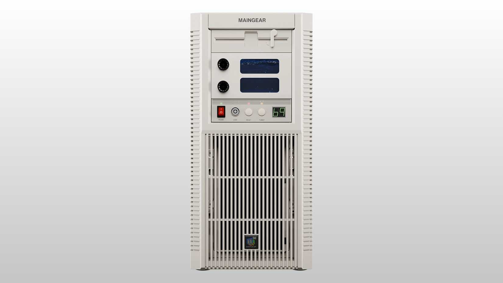 El frente de la PC Retro98 de Maingear 