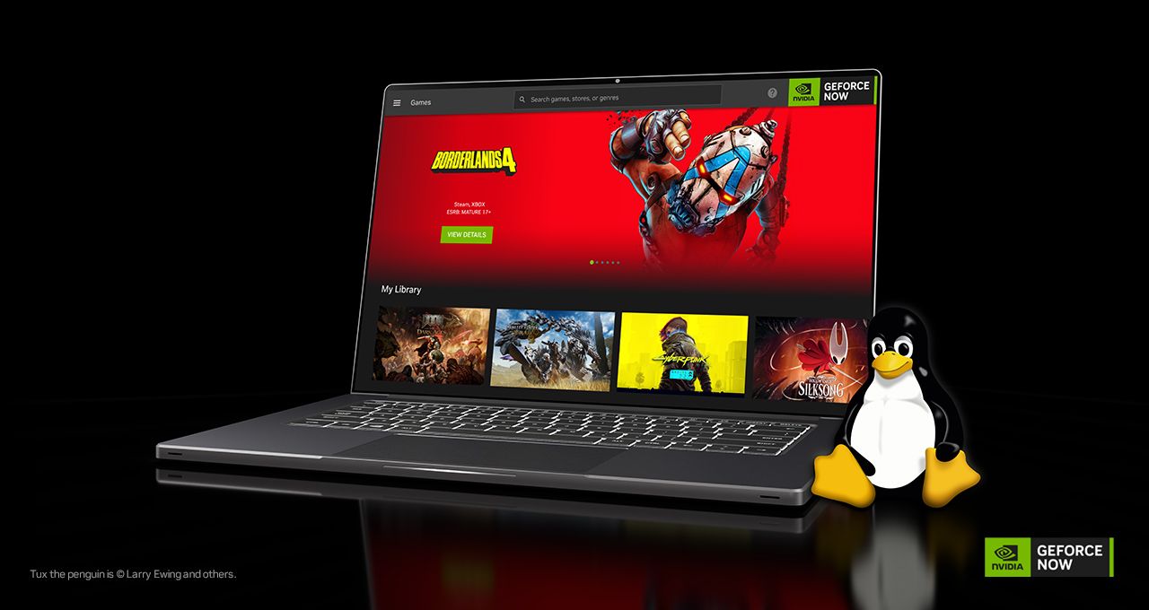 Linux version of GeForce rendered on a laptop