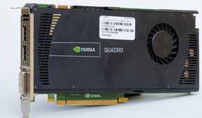 Nvidia Quadro graphics card propped up on its side