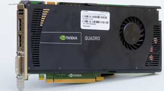 Nvidia Quadro graphics card propped up on its side