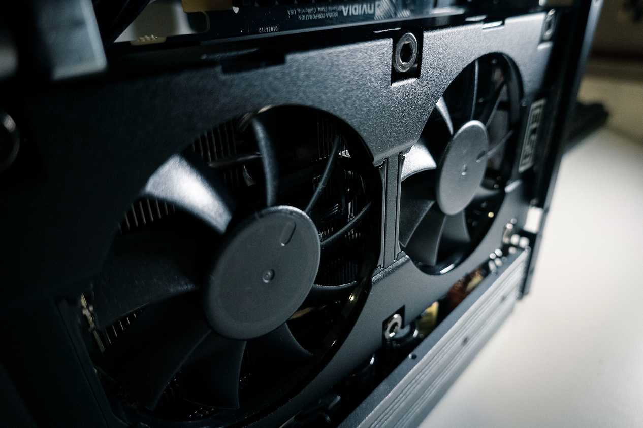 Close-up shot of an Nvidia RTX 2060 Super.