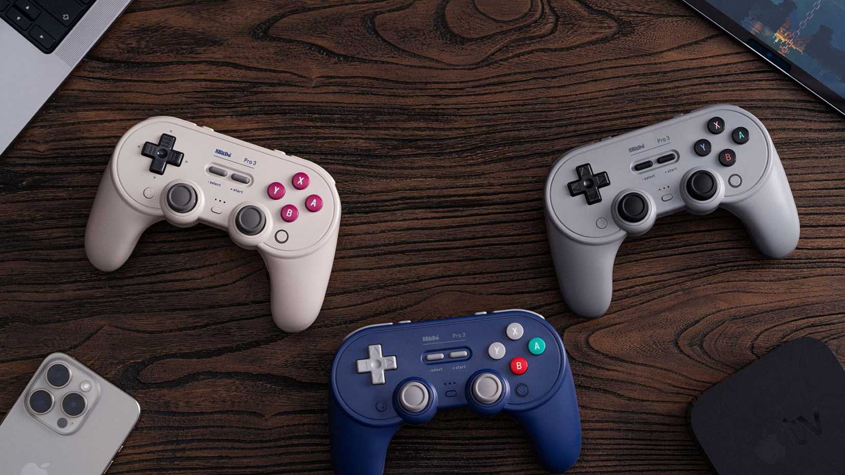 8BitDo Pro 3 next to other devices