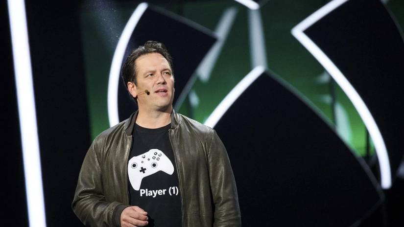 Phil Spencer standing on stage