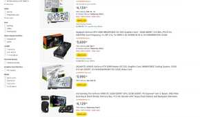 Screenshot of RTX 5090 listings on Amazon