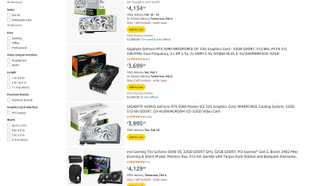 Screenshot of RTX 5090 listings on Amazon