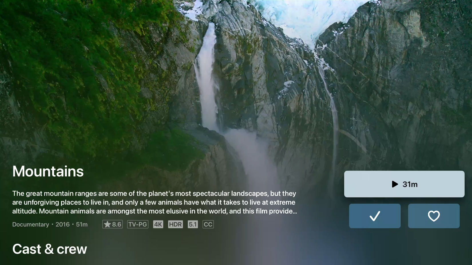 Swiftfin showing a mountain landscape