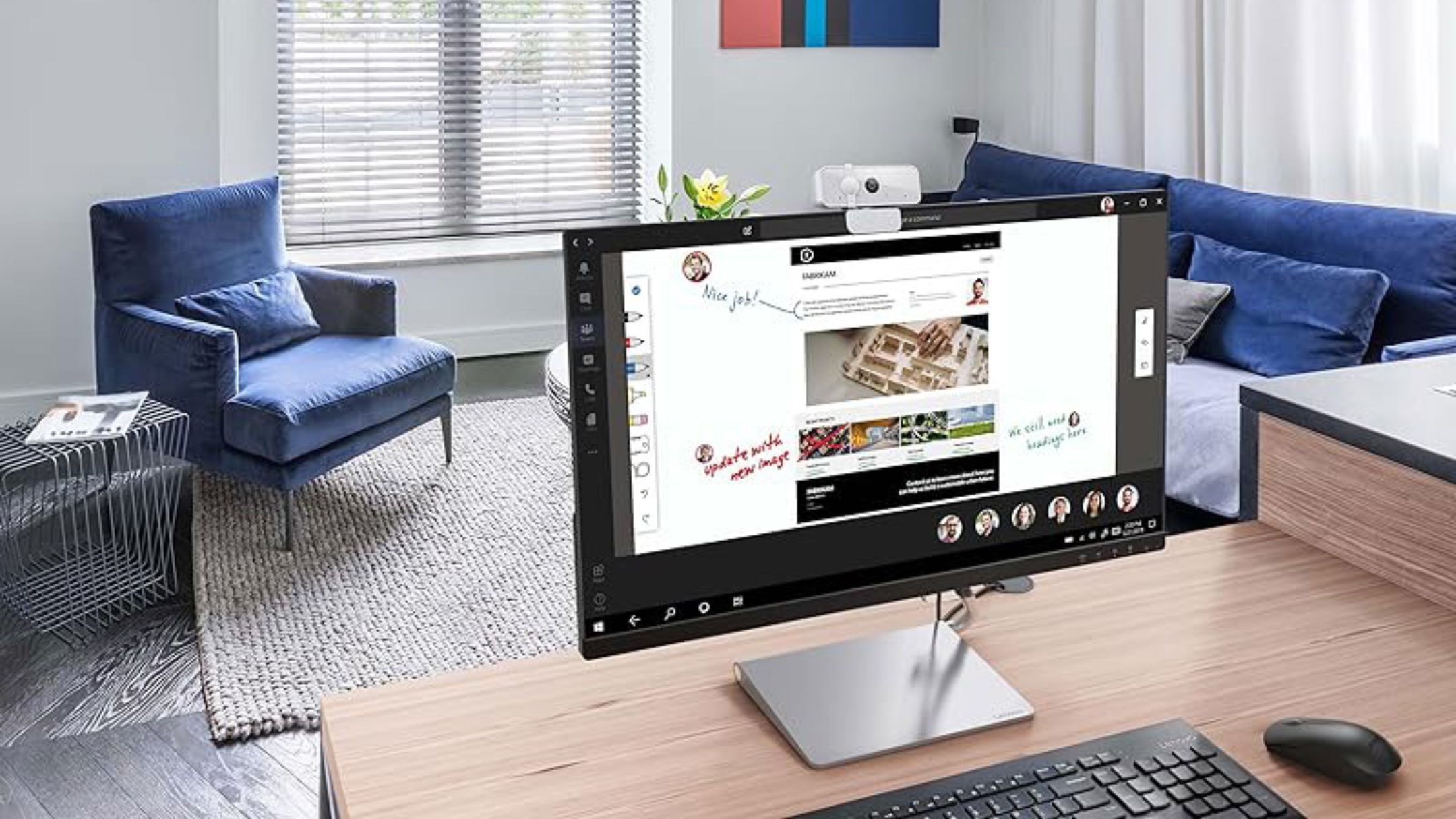 Lenovo 300 FHD Webcam on monitor
