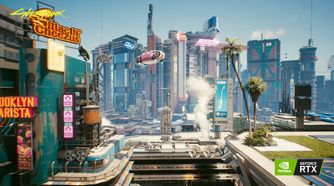 Ray-traced global illumination in Cyberpunk 2077, from 2020.