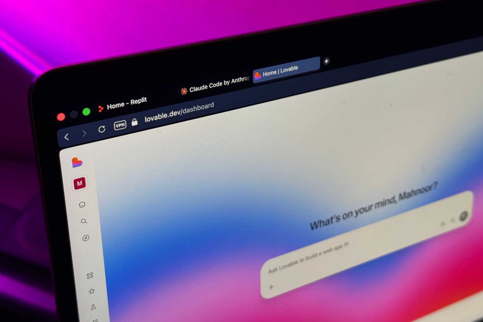 replit lovable and claude code open on mac