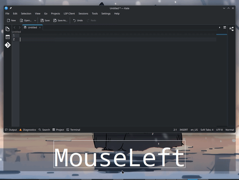 Un ejemplo de introducción de caracteres especiales en la nueva característica de KDE Plasma 6.7.0