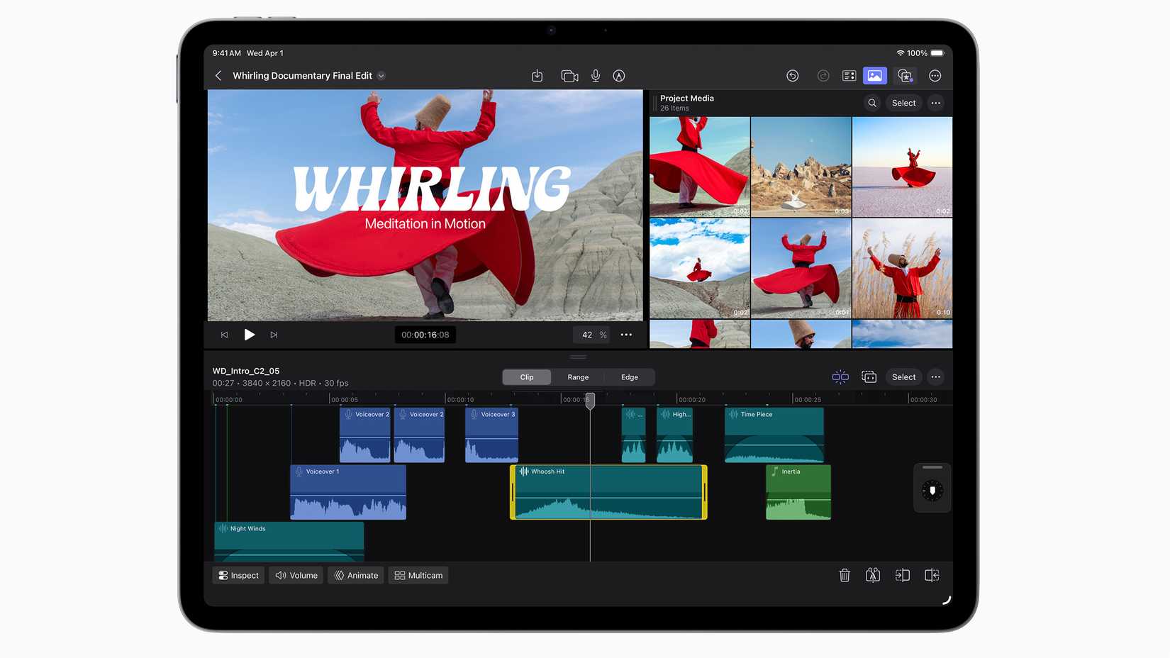 The M4 iPad Air with Final Cut running on it 