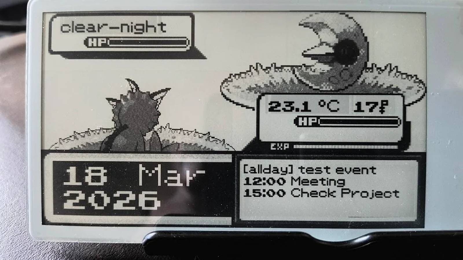 This amazing ESP32 e-ink project turns your calendar into a Pokémon battle