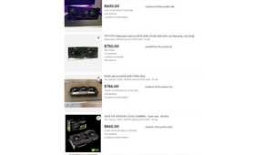 Screenshot of RTX 3090 listings on eBay