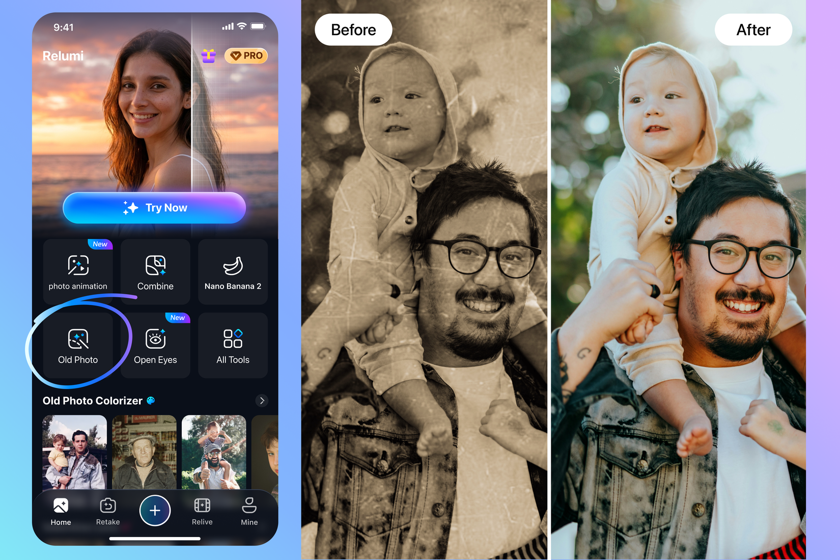 Use the Relumi AI Photo Retouch app to fix imperfect photos