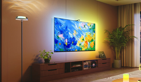 Govee backlit TV showing blue and yellow sync lighting