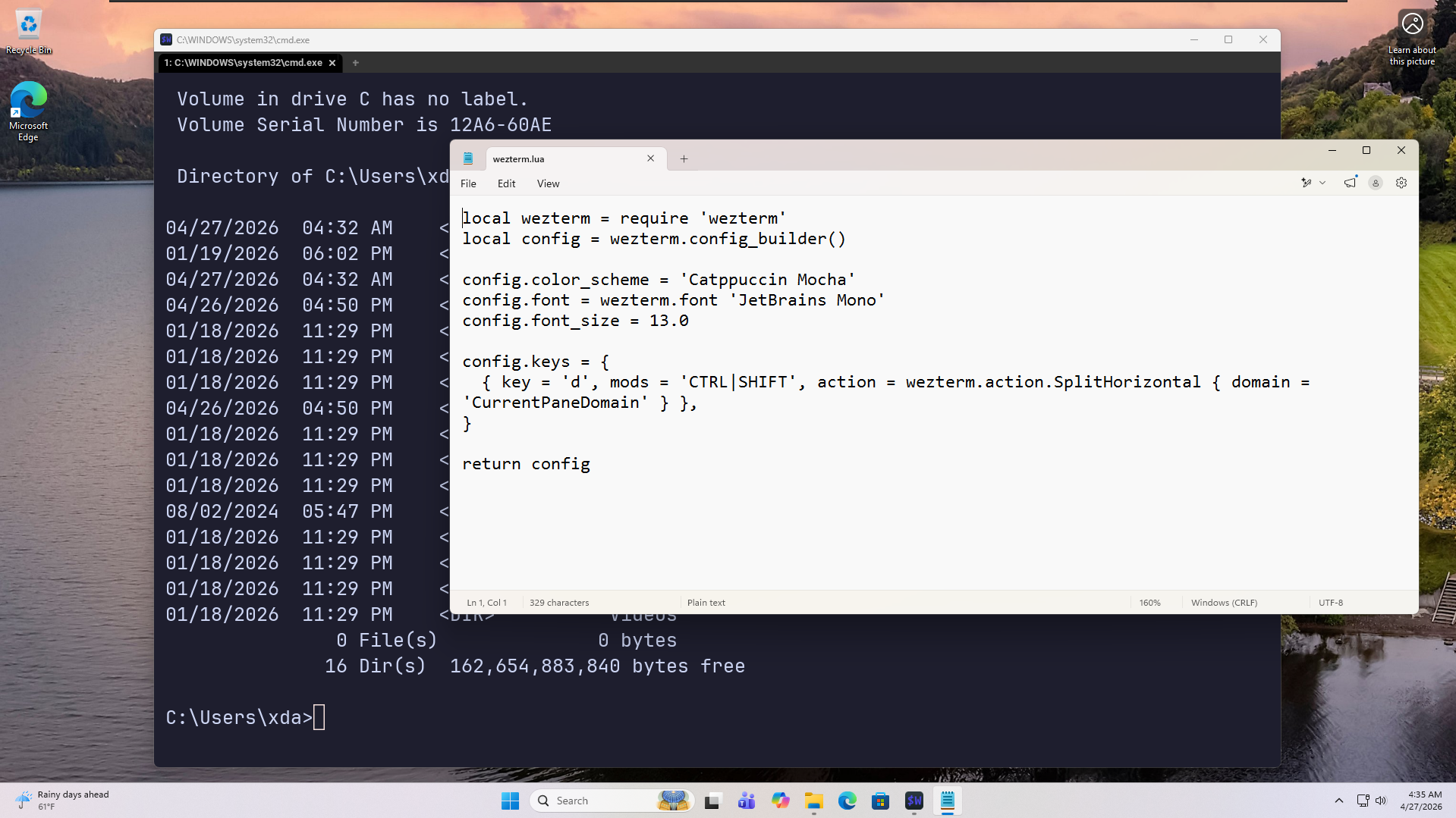 I switched from Windows Terminal to WezTerm, and the difference is ...