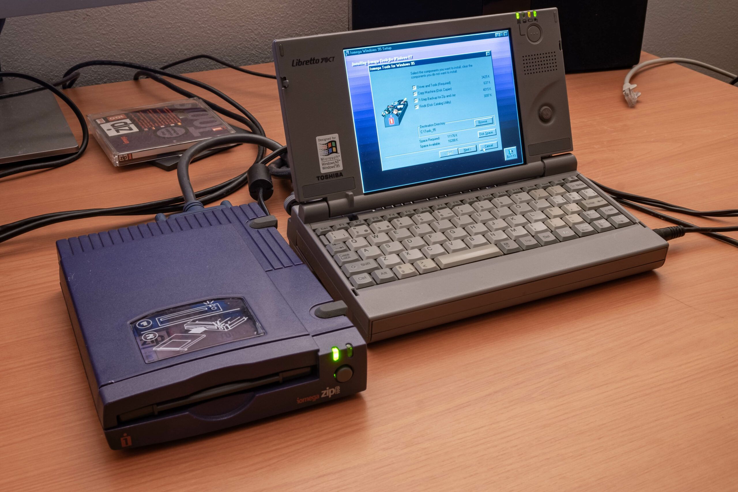zip drive and laptop