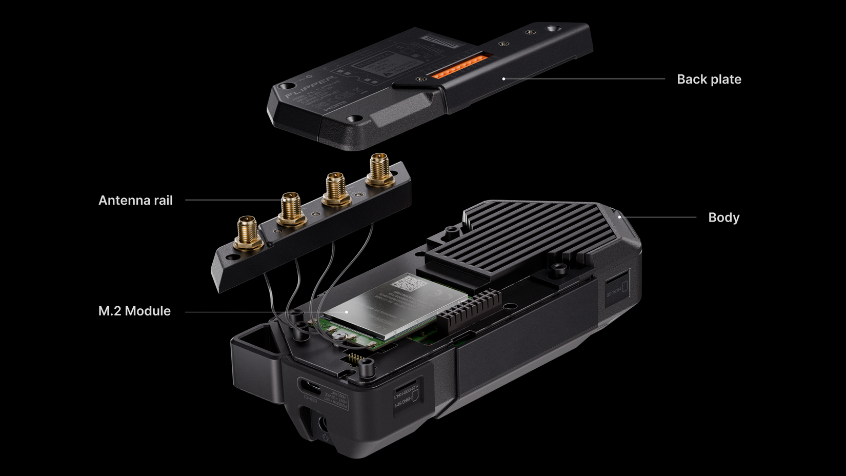 Binario per antenna e modulo M2 sul Flipper One