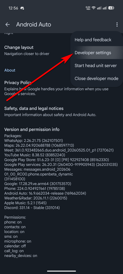 Доступ к настройкам разработчика Android Auto