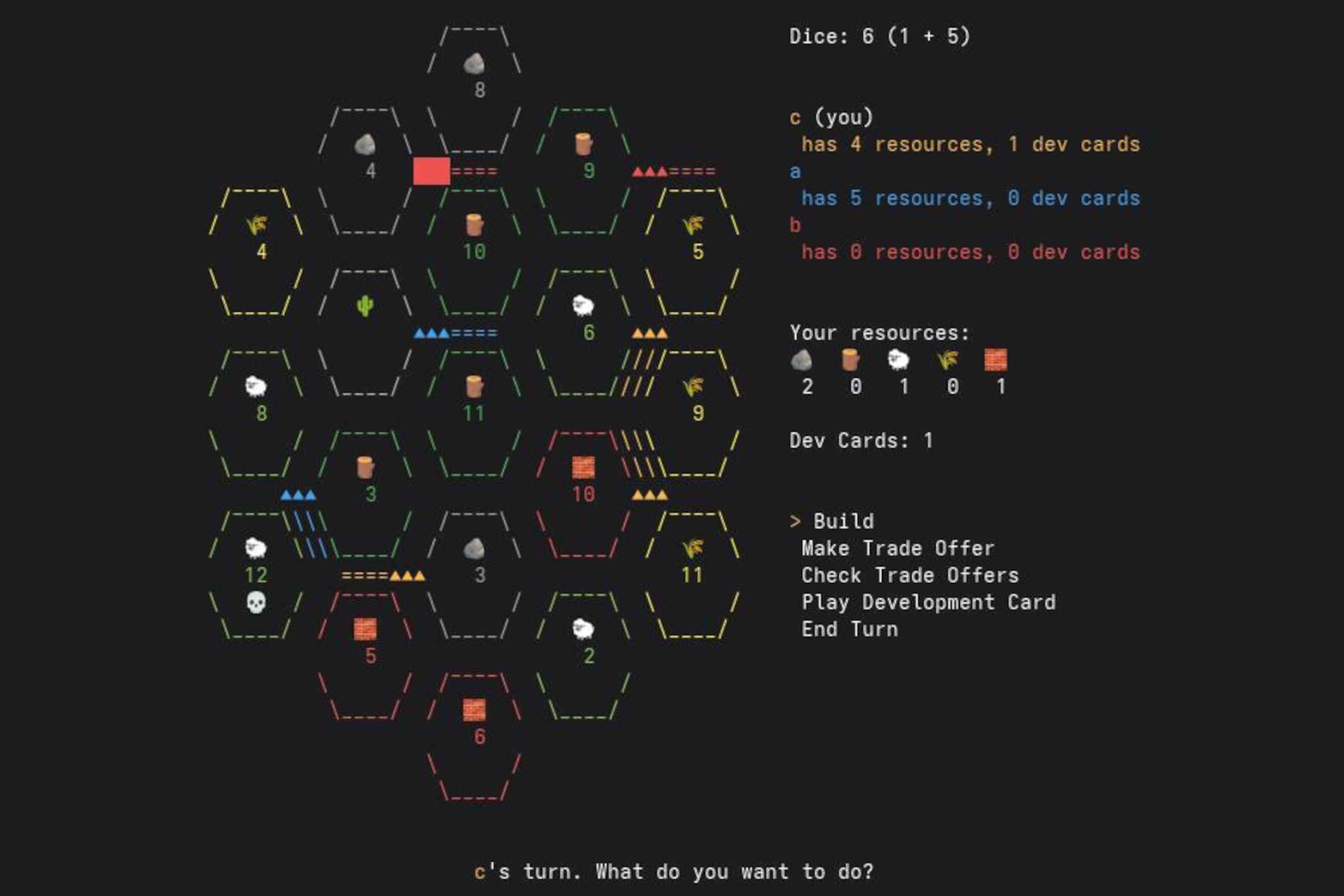 Someone made a fully functional Catan clone that runs entirely in your terminal