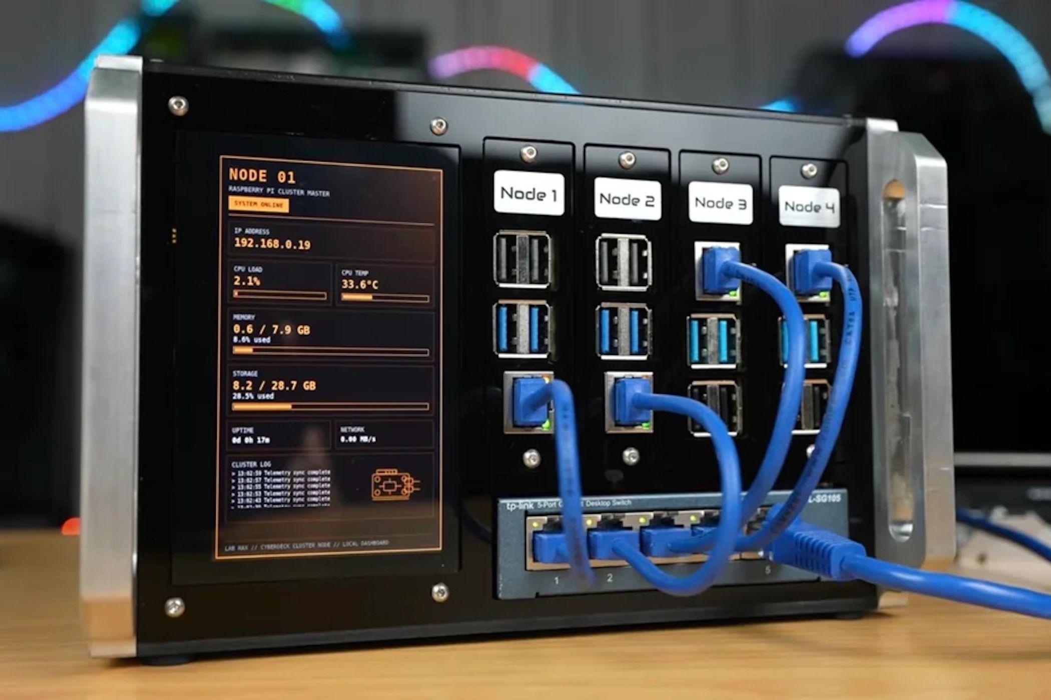 Someone built a four-node Raspberry Pi cluster you can pick up with one hand