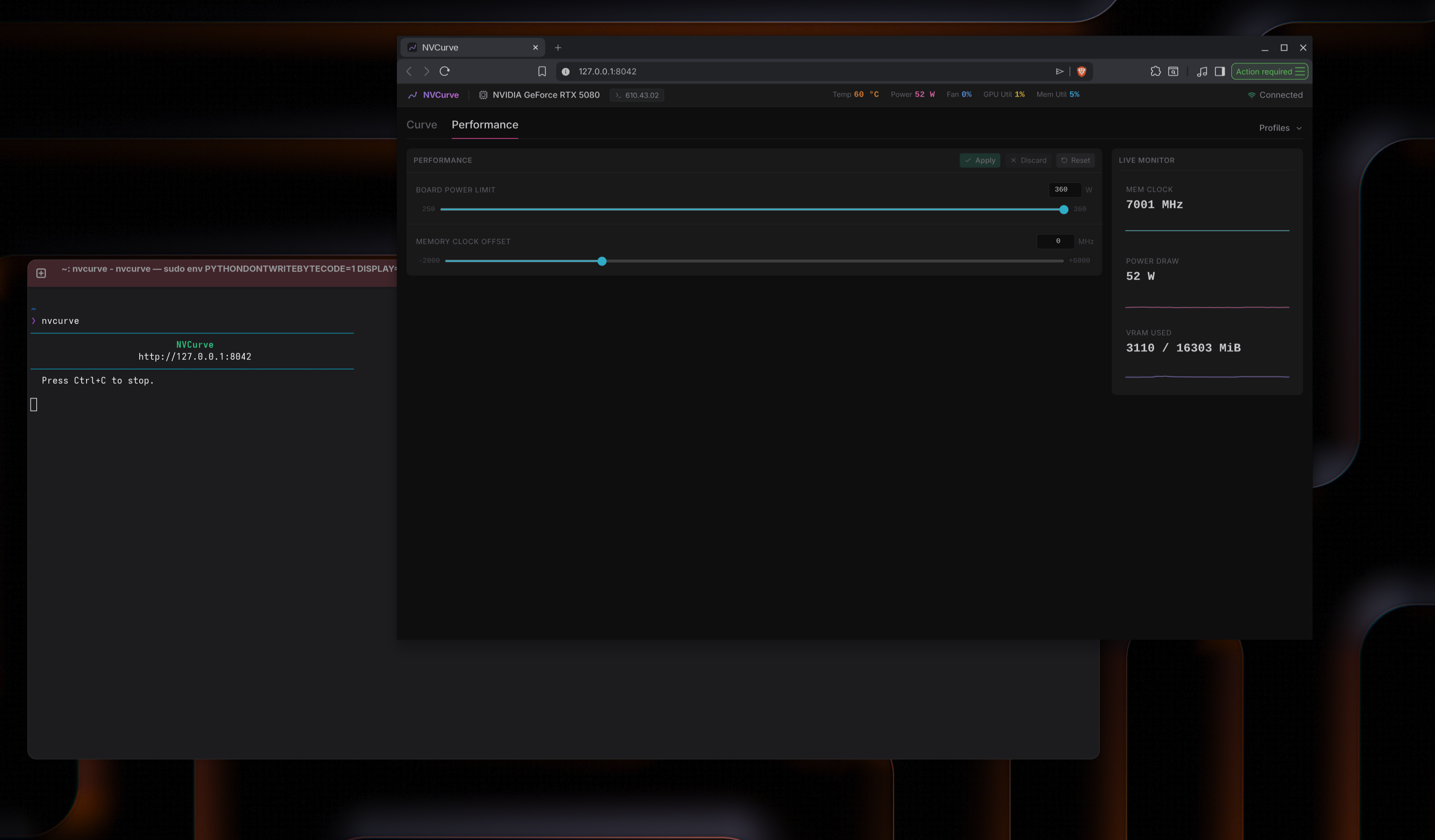 I found a tool like MSI Afterburner for Linux, and you can automate ...