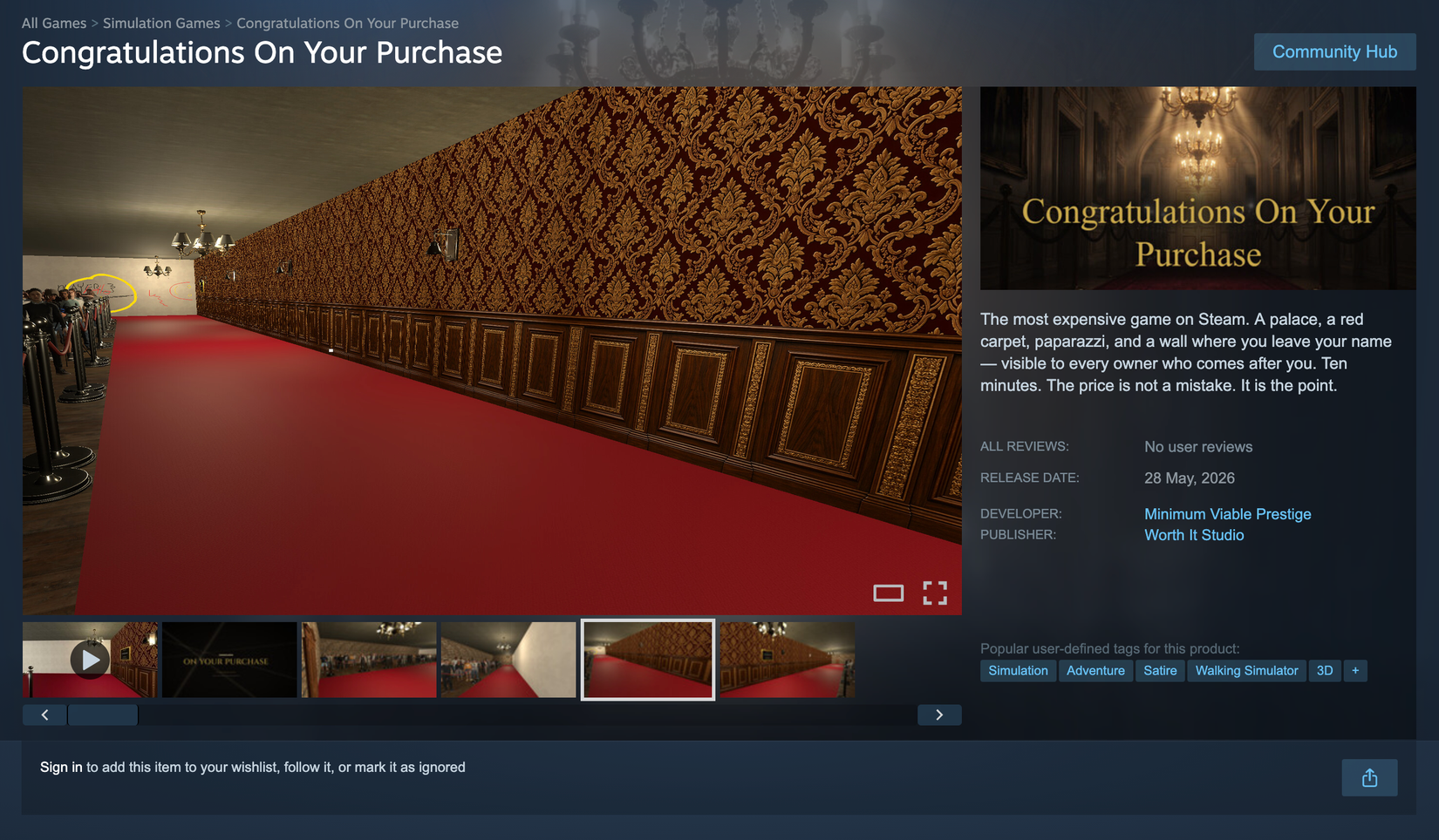 この 1,000 ドルの Steam ゲームにはゲームプレイはありませんが、開発者はそれが重要だと述べています この 1,000 ドルの Steam ゲームにはゲームプレイはありませんが、開発者はそれが重要だと述べています