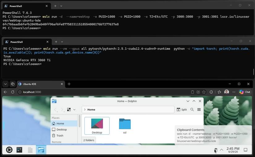 WSL コンテナーが登場し、追加ツールなしで Linux 開発を Windows に直接導入できます