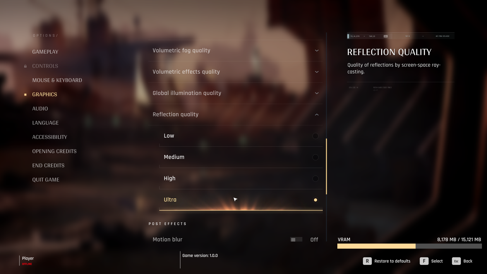 007 first light reflection parameters