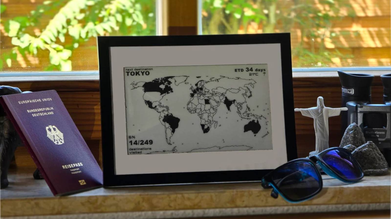 Este display e-ink ESP32 monitora todos os países que você já visitou Este display e-ink ESP32 monitora todos os países que você já visitou