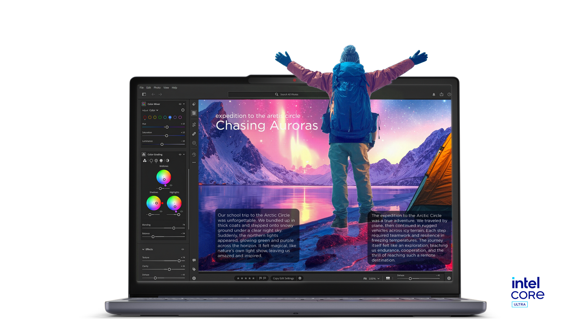 Lenovo IdeaPad Slim 3i 15 Gen 11 with a person exploring on the display