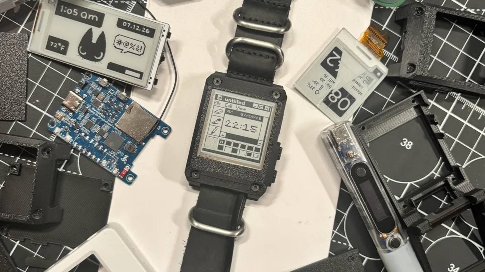 Someone built their own e-ink watch, and it features over 20 custom faces