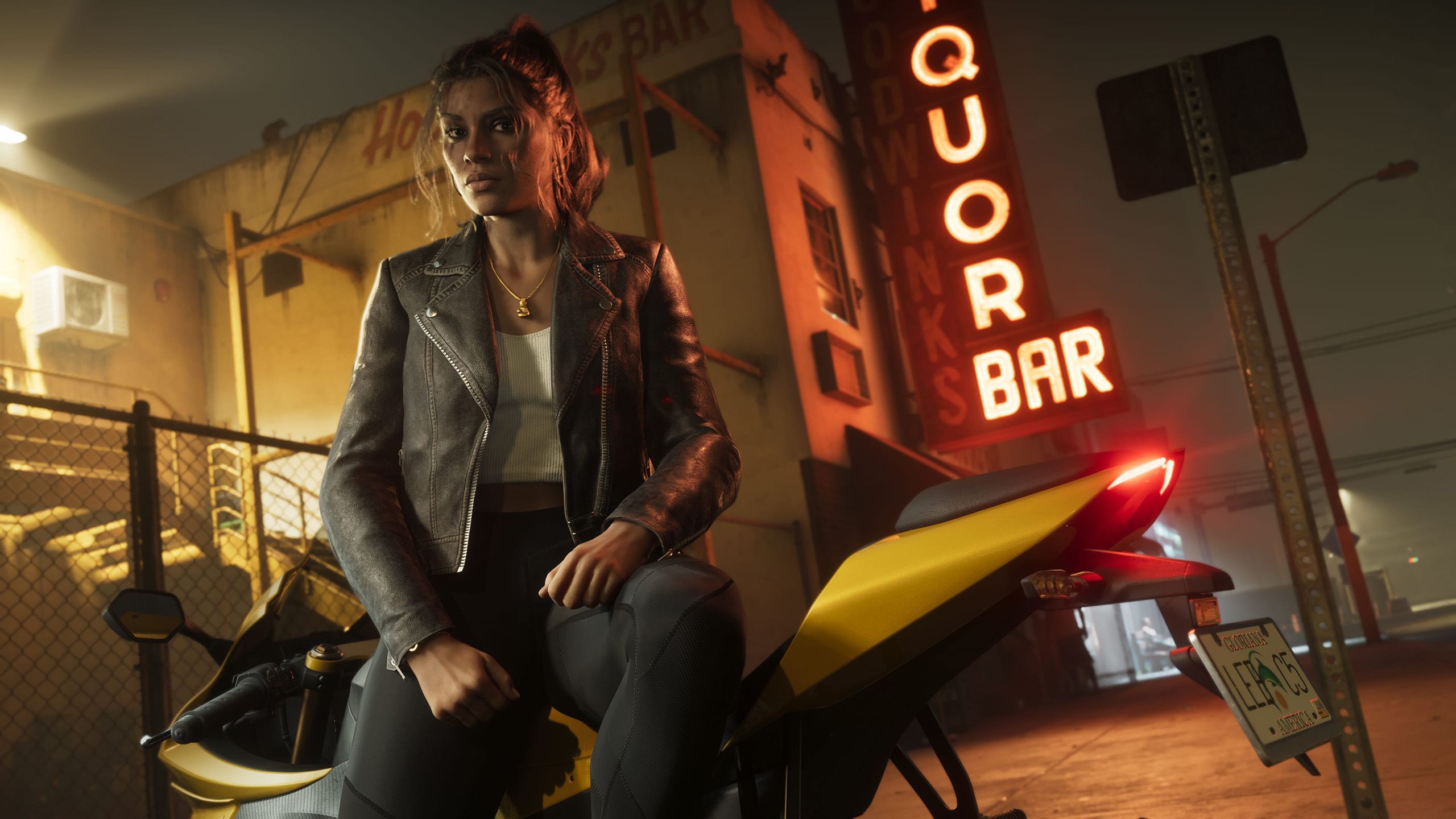 GTA 6's Lucia Caminos sitting on a motorcycle