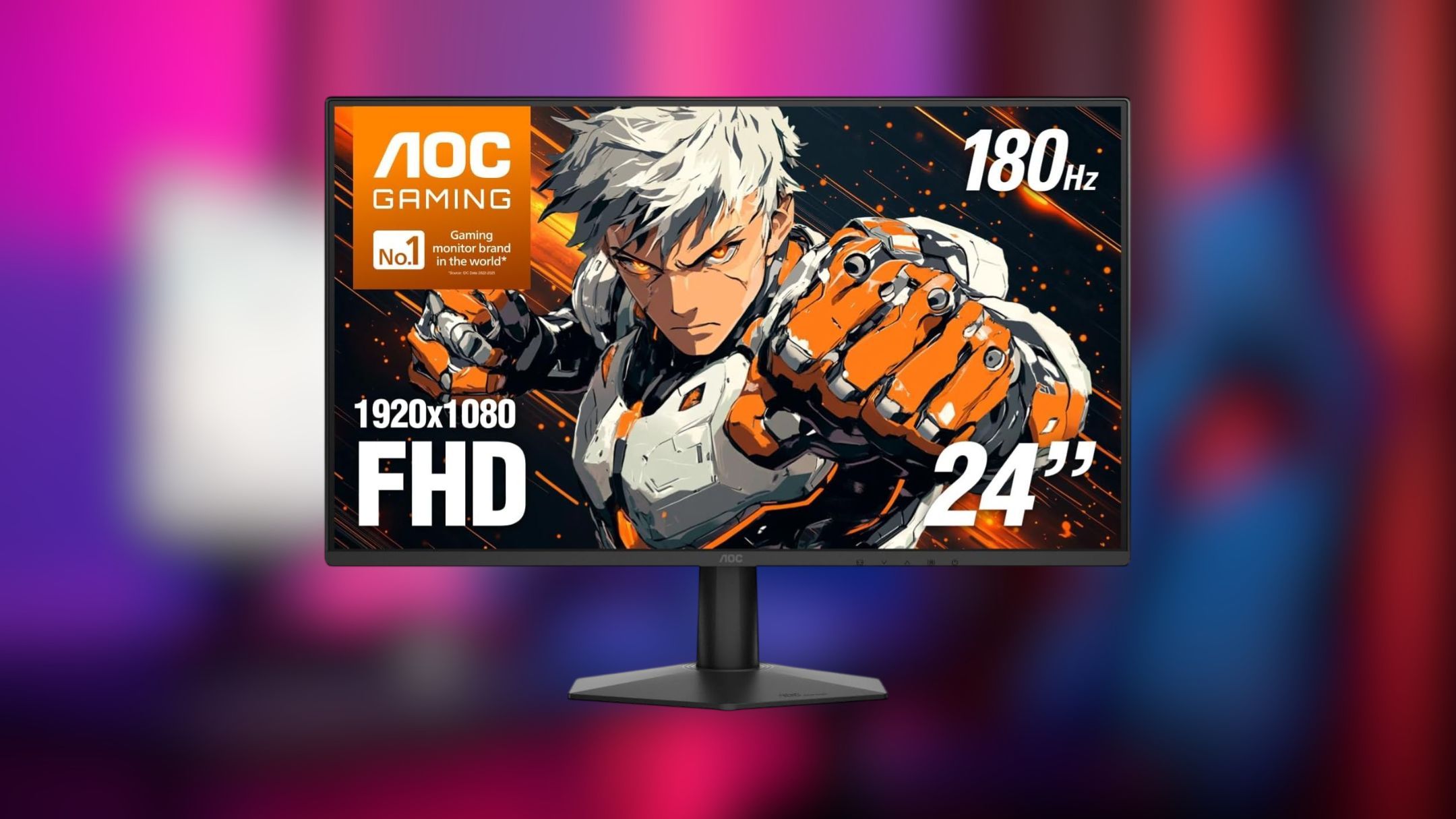 AOC 24 Inch Gaming Monitor FHD 180Hz Fast IPS 0.5ms HDR, 24G51F2
