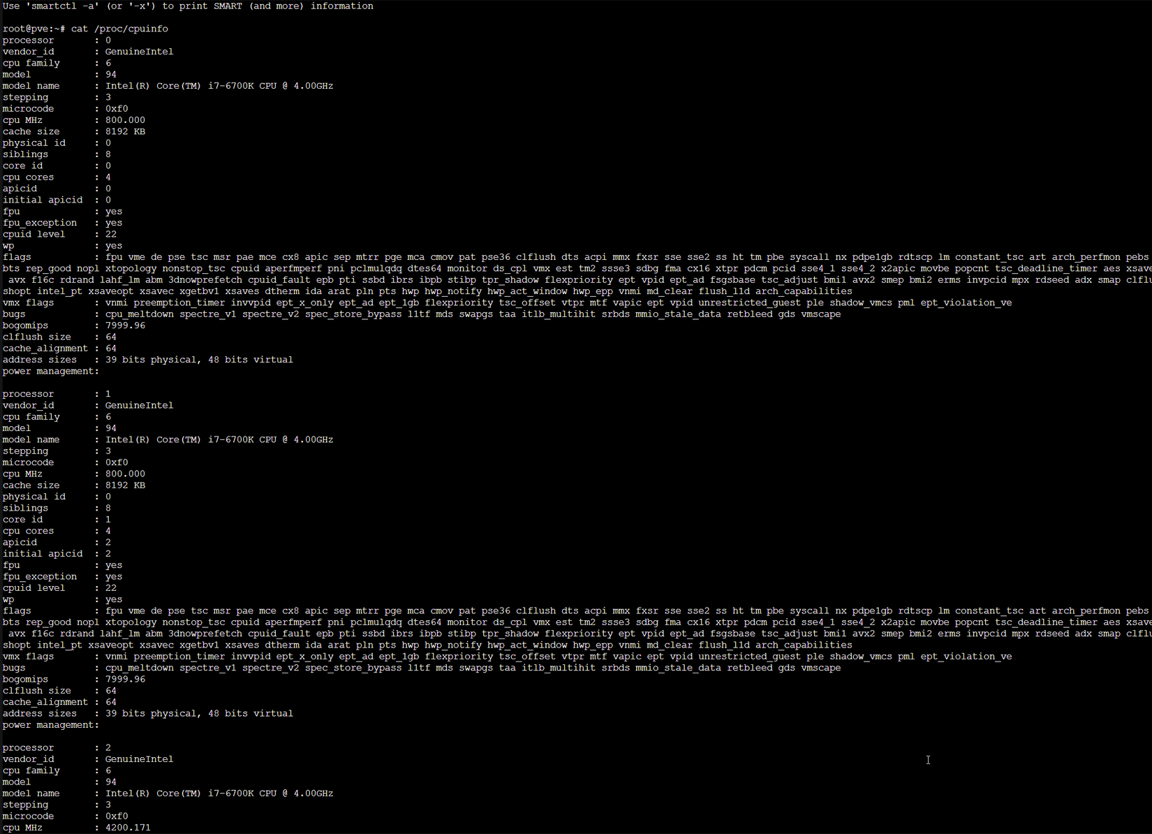 Linux commands in proxmox