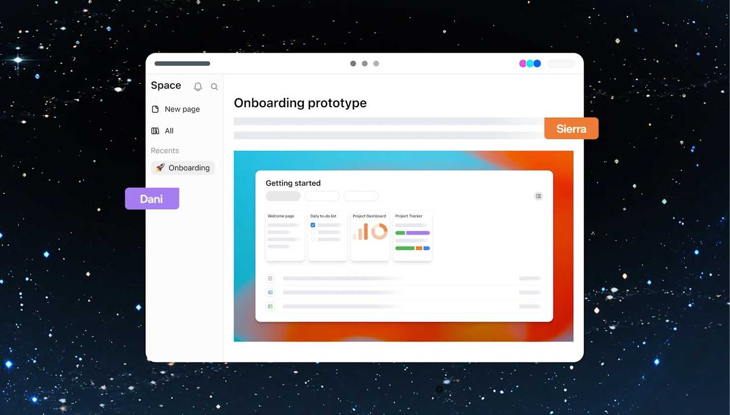 صفحه نمونه اولیه ورود به ChatGPT Space در هنگام همکاری دنی و سیرا