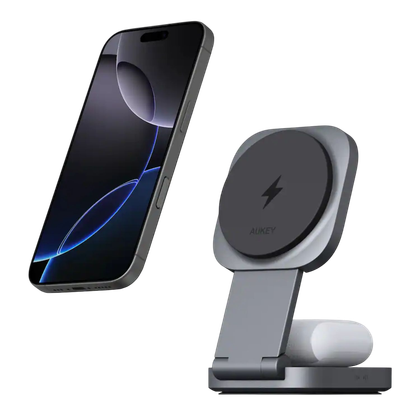 Aukey's 2-in-1 MagSafe Qi2 Wireless Charging Stand