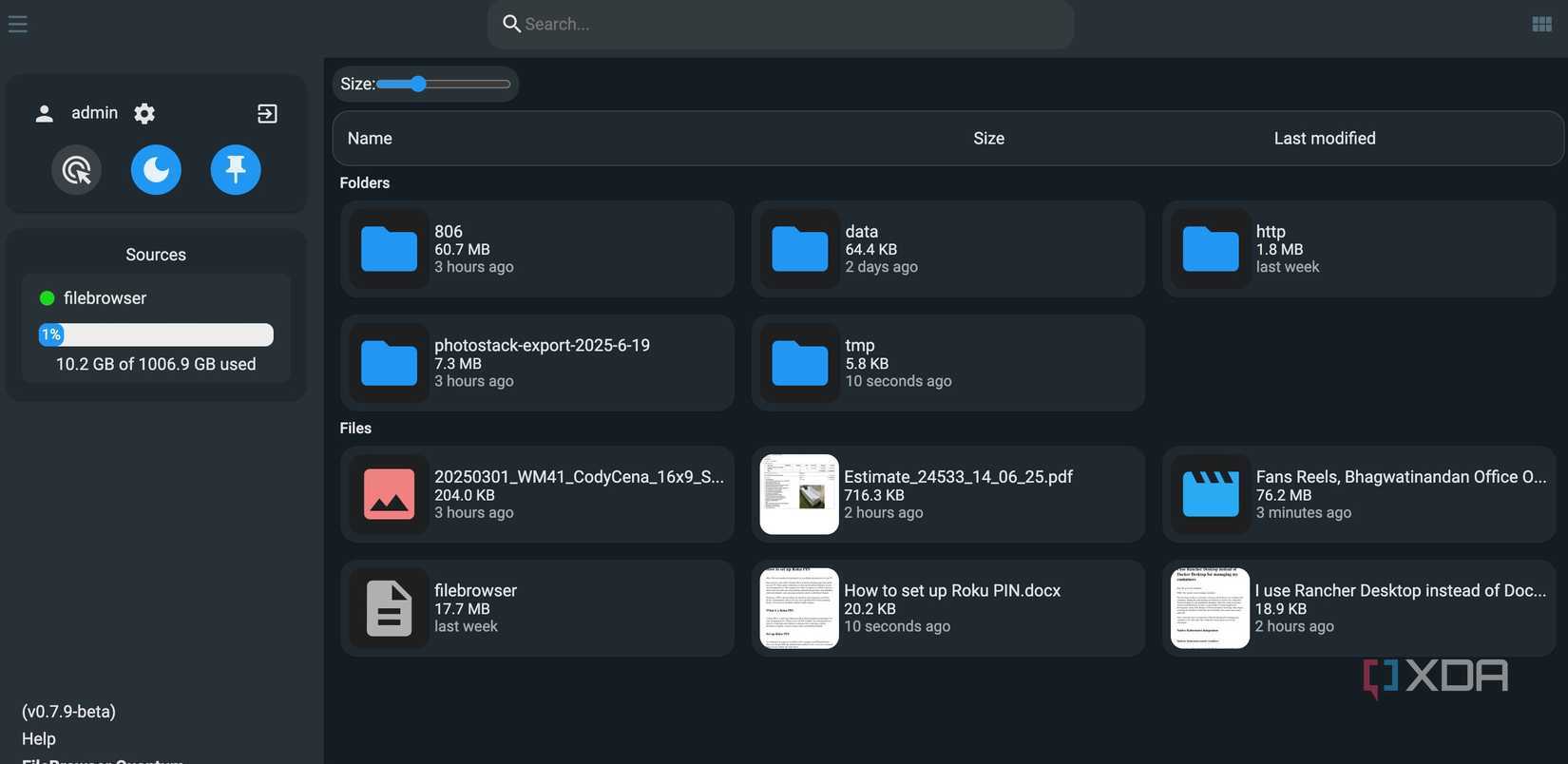 File browser main menu