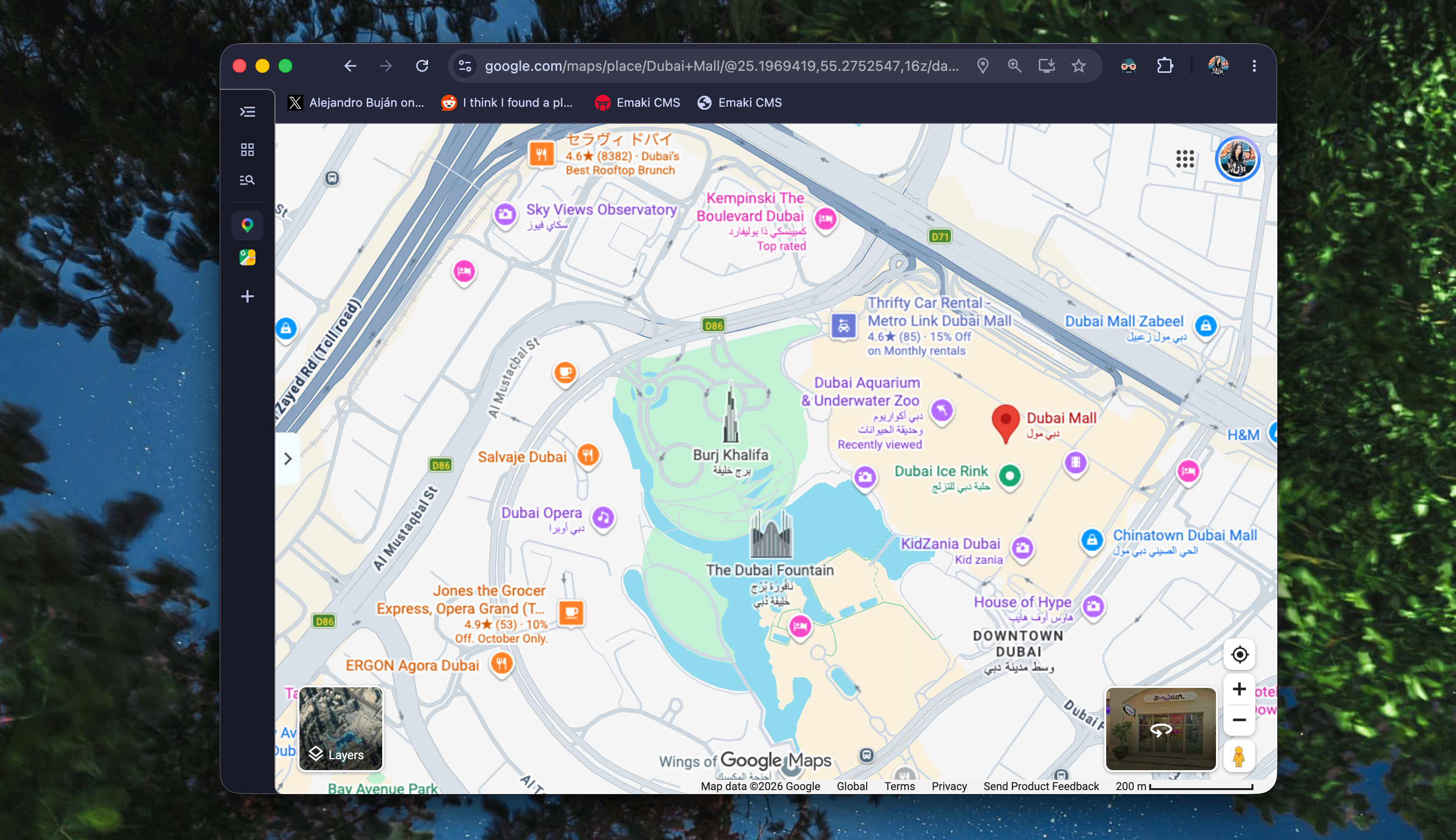 Google Maps map of Dubai Mall area with Burj Khalifa and Dubai Fountain
