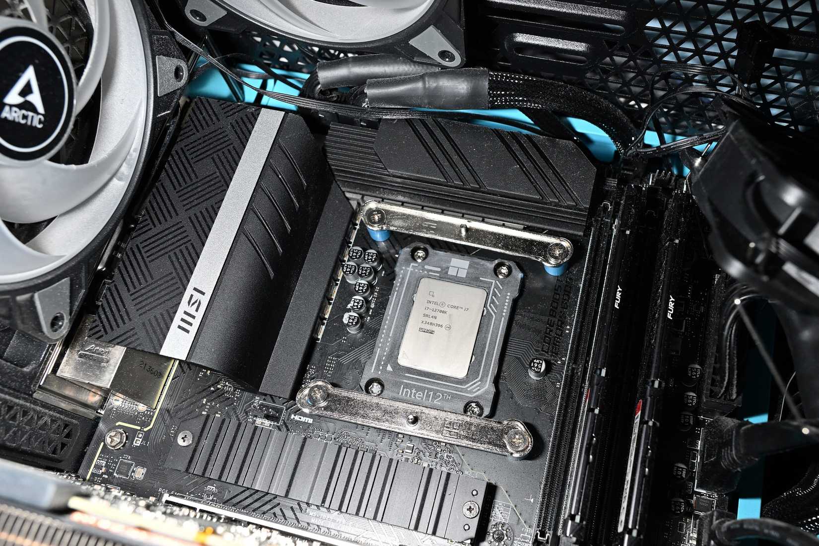 A desktop processor installed on a motherboard